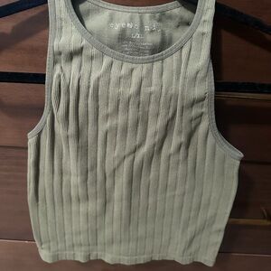 Eye Candy Green Ribbed Crop Tank Top